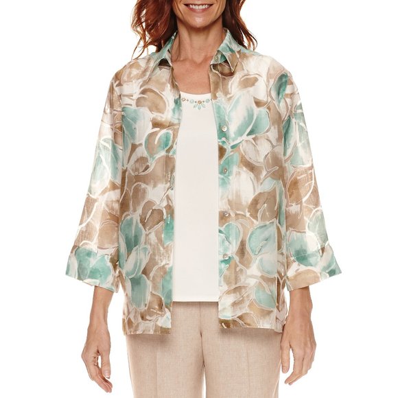 NWT Alfred Dunner Embellished Button Front Set - Picture 1 of 1